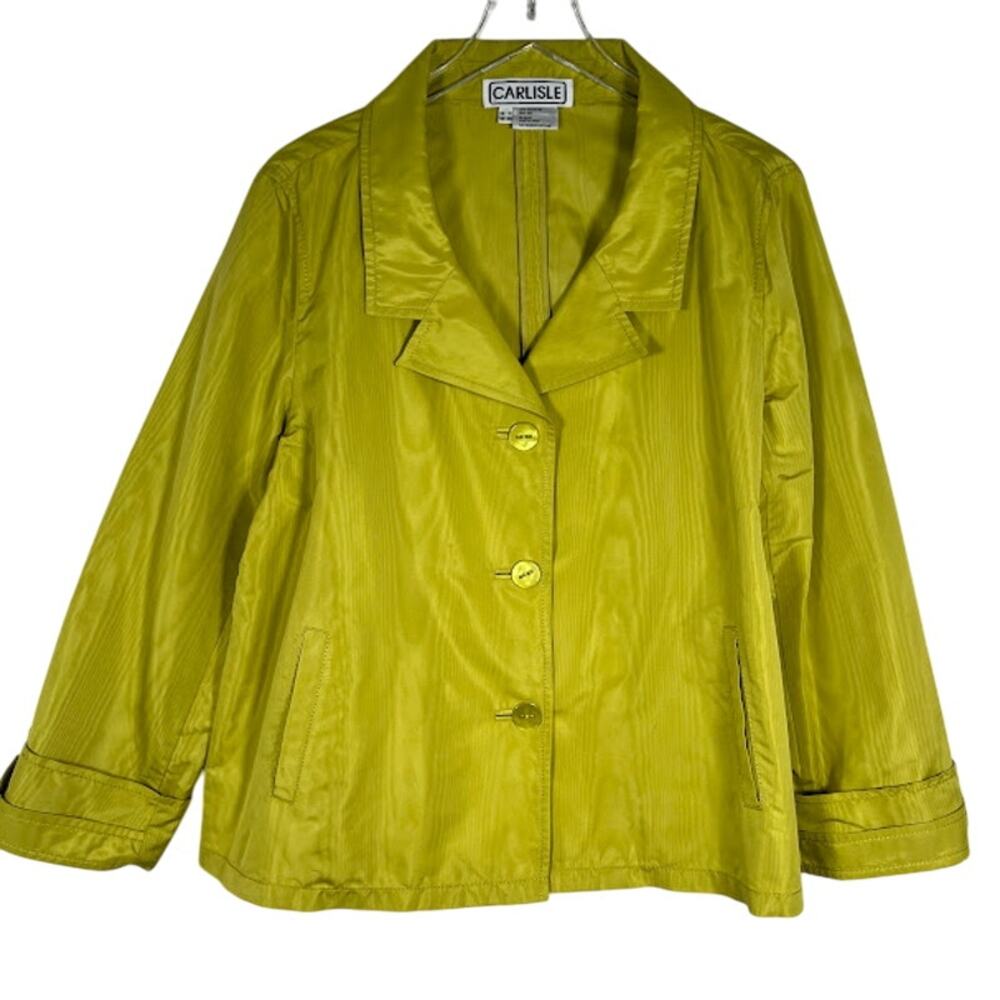 Carlisle Women's Poly Silk Blazer Jacket 18 Chartreuse Button Front Classic